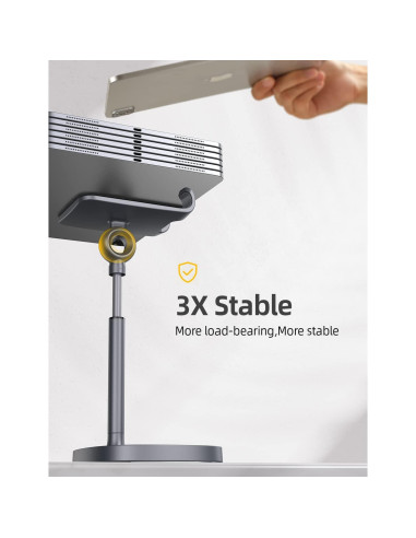 Soporte para Teléfono Móvil LISEN Ajustable de Aluminio Gris