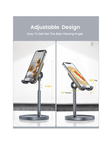 Soporte para Teléfono Móvil LISEN Ajustable de Aluminio Gris