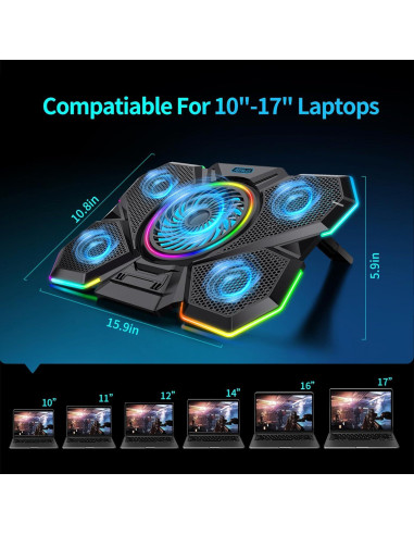 Base de Enfriamiento para Laptop AIMIUZI F13 con 5 Ventiladores