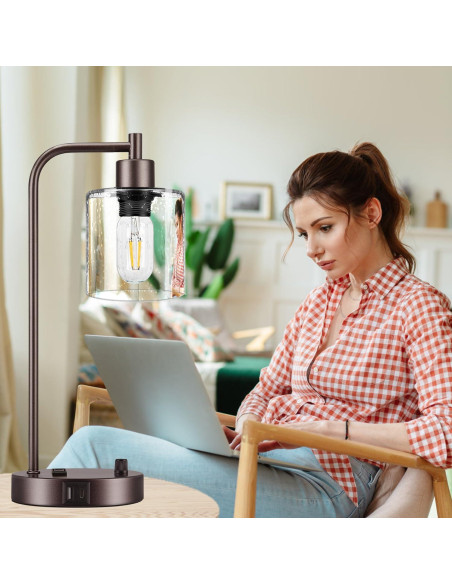 Juego de 2 Lámparas de Mesa Lynnoland con USB y Regulador