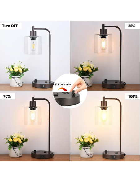 Juego de 2 Lámparas de Mesa Lynnoland con USB y Regulador
