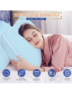 Almohadas MZOIMZO Estándar 2 Piezas Relleno Plumas Azul 2