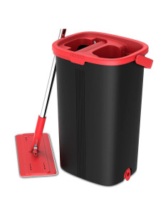 Juego de trapeador y cubo TETHYS con almohadillas de microfibra