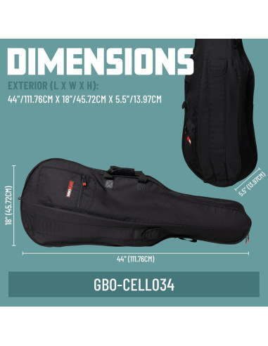 Bolsa de Viaje Gator para Violonchelo 3/4 Nylon Negro