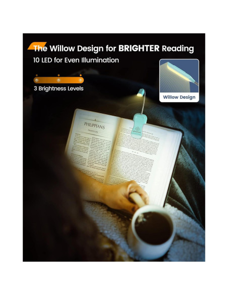 Luz de Libro Glocusent Willow Recargable 10 LEDs 3 Colores Luz de Libro Glocusent Willow Recargable 10 LEDs 3 Colores