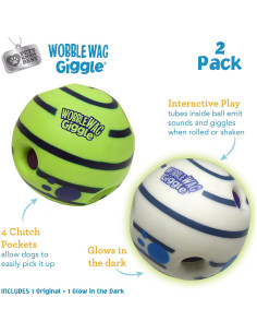 Wobble Wag Giggle Ball 2 Paquete - Juguete Interactivo para Perros 2