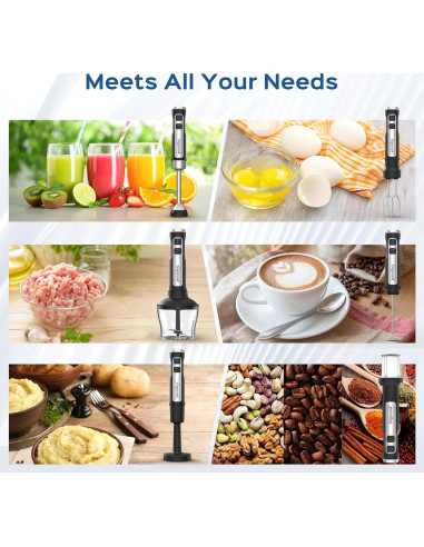 Batidora de Inmersión 8 en 1 Gogocook 1000W 21 Velocidades