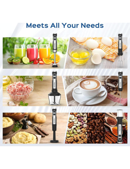 Batidora de Inmersión 8 en 1 Gogocook 1000W 21 Velocidades