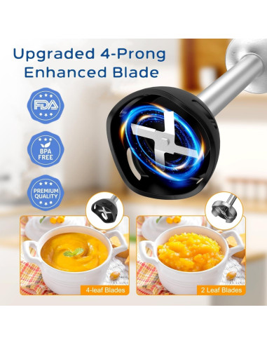 Batidora de Inmersión 8 en 1 Gogocook 1000W 21 Velocidades