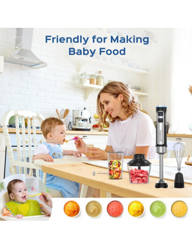 Batidora de Inmersión 8 en 1 Gogocook 1000W 21 Velocidades