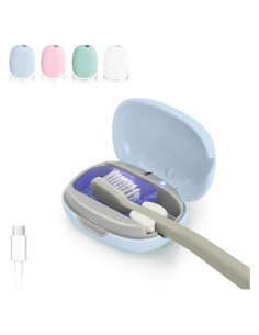 Soporte Limpiador de Cepillos de Dientes ELMWAY Azul con Luz UV-C