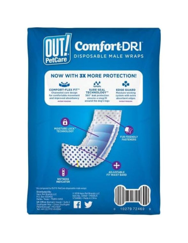 Pañales Desechables para Perros Machos OUT! XS/S 12 Unidades