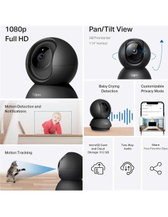 Cámara de Seguridad TP-Link Tapo C201 1080P Pan/Tilt Wi-Fi 2