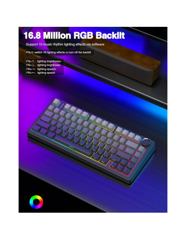 Teclado Mecánico Inalámbrico AULA F75 Pro 75% RGB Hot Swappable
