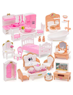 Juego de Muebles Miniatura HAPGFS 45 Piezas para Casa de Muñecas