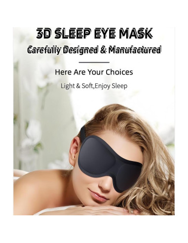 Máscara de Sueño 3D DKONXIA con Tapones - Bloqueo Total Luz