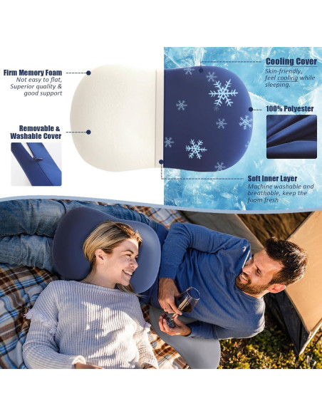 Almohada de Camping Suhedy Azul Espuma de Memoria 47x27cm