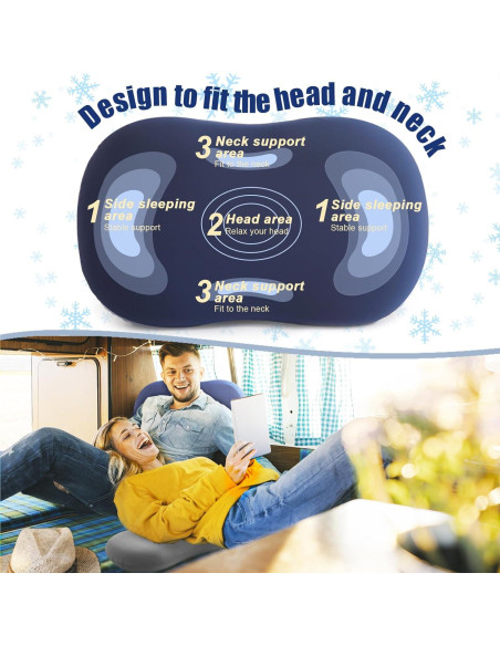 Almohada de Camping Suhedy Azul Espuma de Memoria 47x27cm