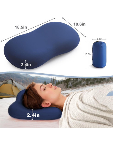 Almohada de Camping Suhedy Azul Espuma de Memoria 47x27cm