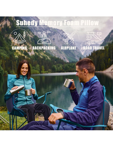 Almohada de Camping Suhedy Azul Espuma de Memoria 47x27cm