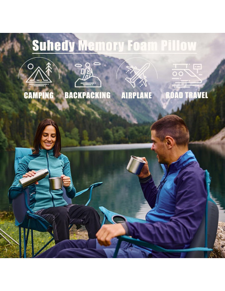 Almohada de Camping Suhedy Azul Espuma de Memoria 47x27cm