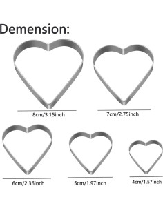 Cortadores de Galletas Corazón Tmflexe - 5 Piezas Acero Inoxidable 2