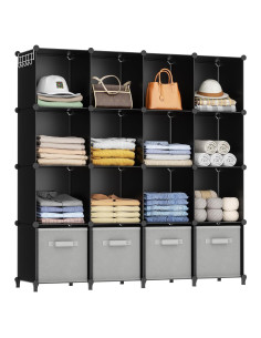 Organizador de Almacenamiento HOMIDEC 16 Cubos Negro 30x30 cm