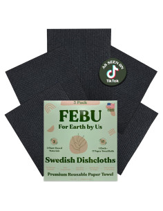 Paños de Cocina Reutilizables FEBU | 5 Toallas Suecas Biodegradables