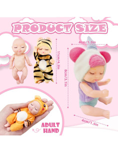 Conjunto de 6 Muñecas Bebé Mini Haawooky con Ropa de Animales 2