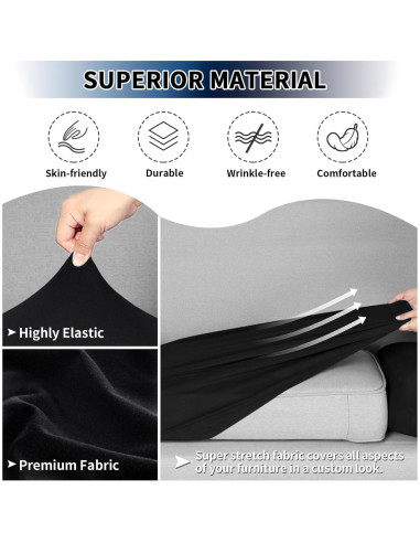 Funda de Cojín de Sofá PureFit 100% Impermeable Negro