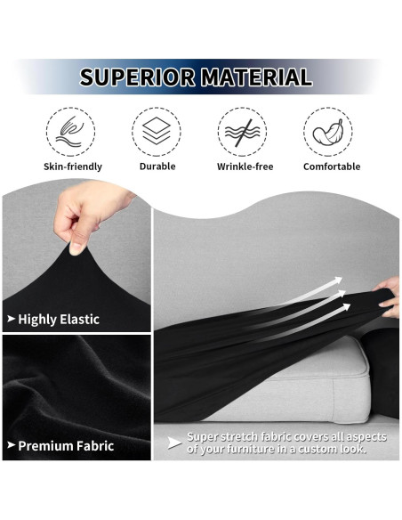 Funda de Cojín de Sofá PureFit 100% Impermeable Negro