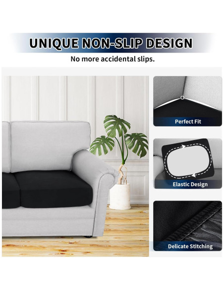 Funda de Cojín de Sofá PureFit 100% Impermeable Negro