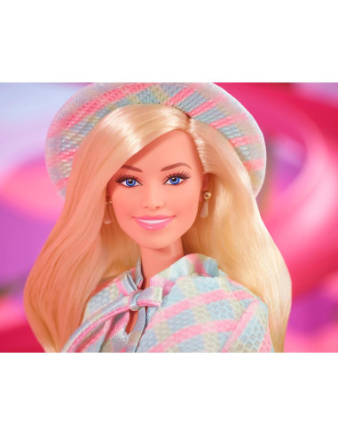 Muñeca Barbie La Película Margot Robbie Conjunto Cuadros Azul