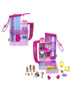 Casa de Ensueño Compacta Polly Pocket Barbie con 3 Muñecas y Accesorios
