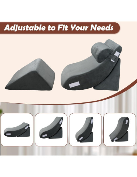 Juego de 4 almohadas en cuña ortopédicas Famecomfy - Espuma viscoelástica Juego de 4 almohadas en cuña ortopédicas Famecomfy - Espuma viscoelástica