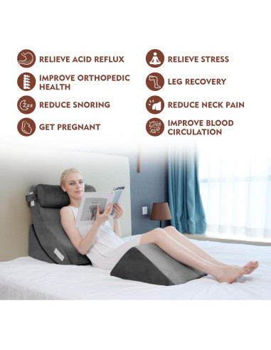 Juego de 4 almohadas en cuña ortopédicas Famecomfy - Espuma viscoelástica