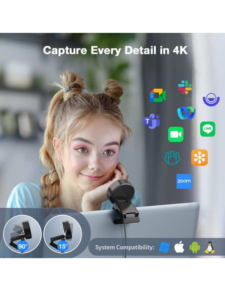 Webcam EMEET C950 4K - 8MP, Autofocus, Micrófono, USB 2.0