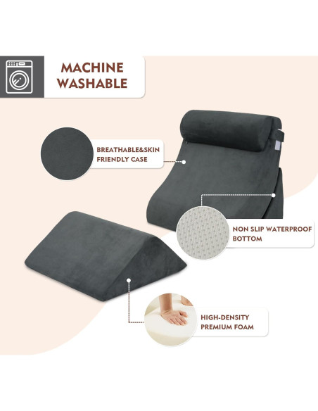 Juego de 4 almohadas en cuña ortopédicas Famecomfy - Espuma viscoelástica Juego de 4 almohadas en cuña ortopédicas Famecomfy - Espuma viscoelástica
