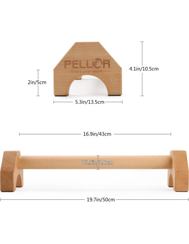 Soportes para Flexiones PELLOR de Madera 50cm Antideslizantes