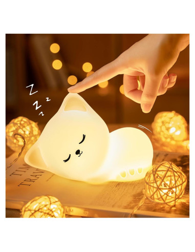 Luz Nocturna Mubarek Gato Silicona 16 Colores Regulable