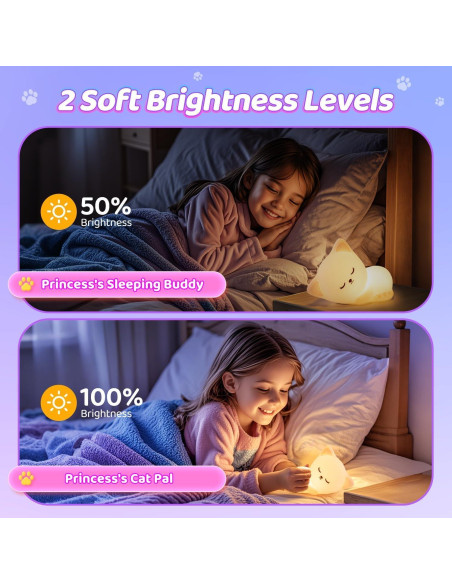 Luz Nocturna Mubarek Gato Silicona 16 Colores Regulable