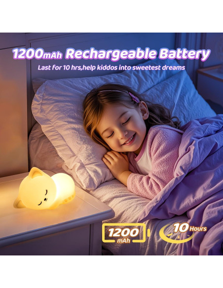 Luz Nocturna Mubarek Gato Silicona 16 Colores Regulable