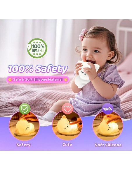 Luz Nocturna Mubarek Gato Silicona 16 Colores Regulable