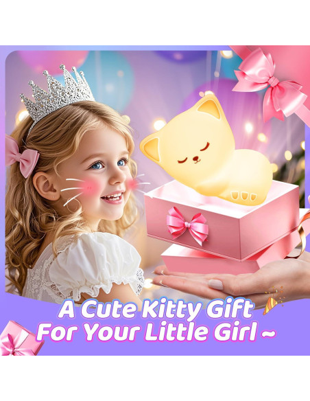 Luz Nocturna Mubarek Gato Silicona 16 Colores Regulable