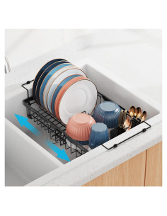 Estante Secado Platos iSPECLE Grande Ajustable 15.8-22.2" Negro