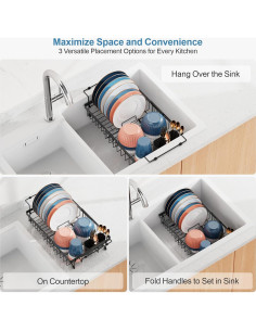 Estante Secado Platos iSPECLE Grande Ajustable 15.8-22.2" Negro 2