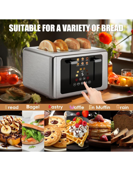 Tostadora de 4 Rebanadas Whall Acero Inoxidable Pantalla Táctil