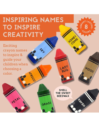 Ceras de Abeja Hieno 100% Puras No Tóxicas - 8 Colores