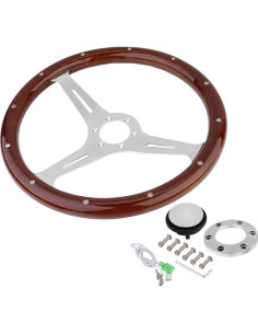 Volante de Madera YEHICY 38cm Universal para Autos Clásicos 2