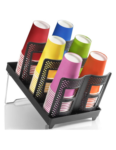 Dispensador de vasos de papel Wymulot 6 ranuras 33x23 cm Negro